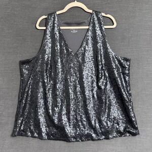 Lane Bryant Top 22 24 Gray‎ Sequin Sparkle Sleeveless Party Holiday Evening Glam